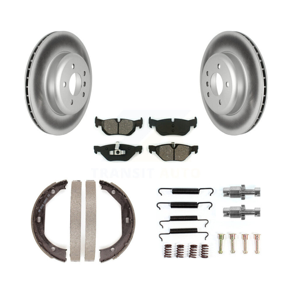 Rear Disc Coated Rotors Semi-Metallic Pads Parking Shoes Hardware Kit For BMW 328i xDrive KGS-103733