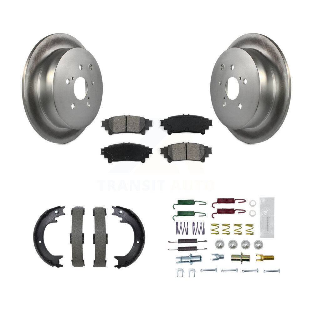Rear Disc Coated Rotors Semi-Metallic Pads Parking Shoes & Hardware Kit For Toyota Sienna KGS-103736