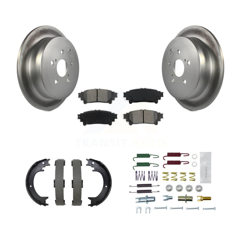 Rear Disc Coated Rotors Semi-Metallic Pads Parking Shoes & Hardware Kit For Toyota Sienna KGS-103736