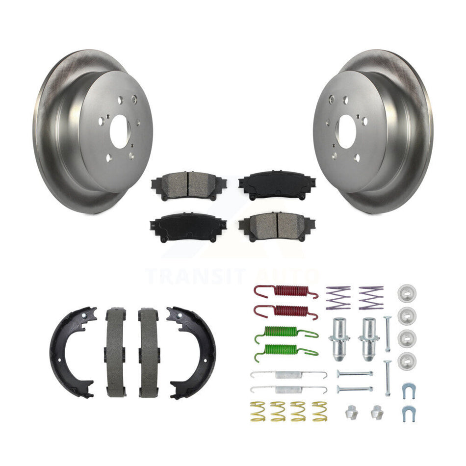 Rear Disc Coated Rotors Semi-Metallic Pads Parking Brake Shoes And Hardware Kit For KGS-103737