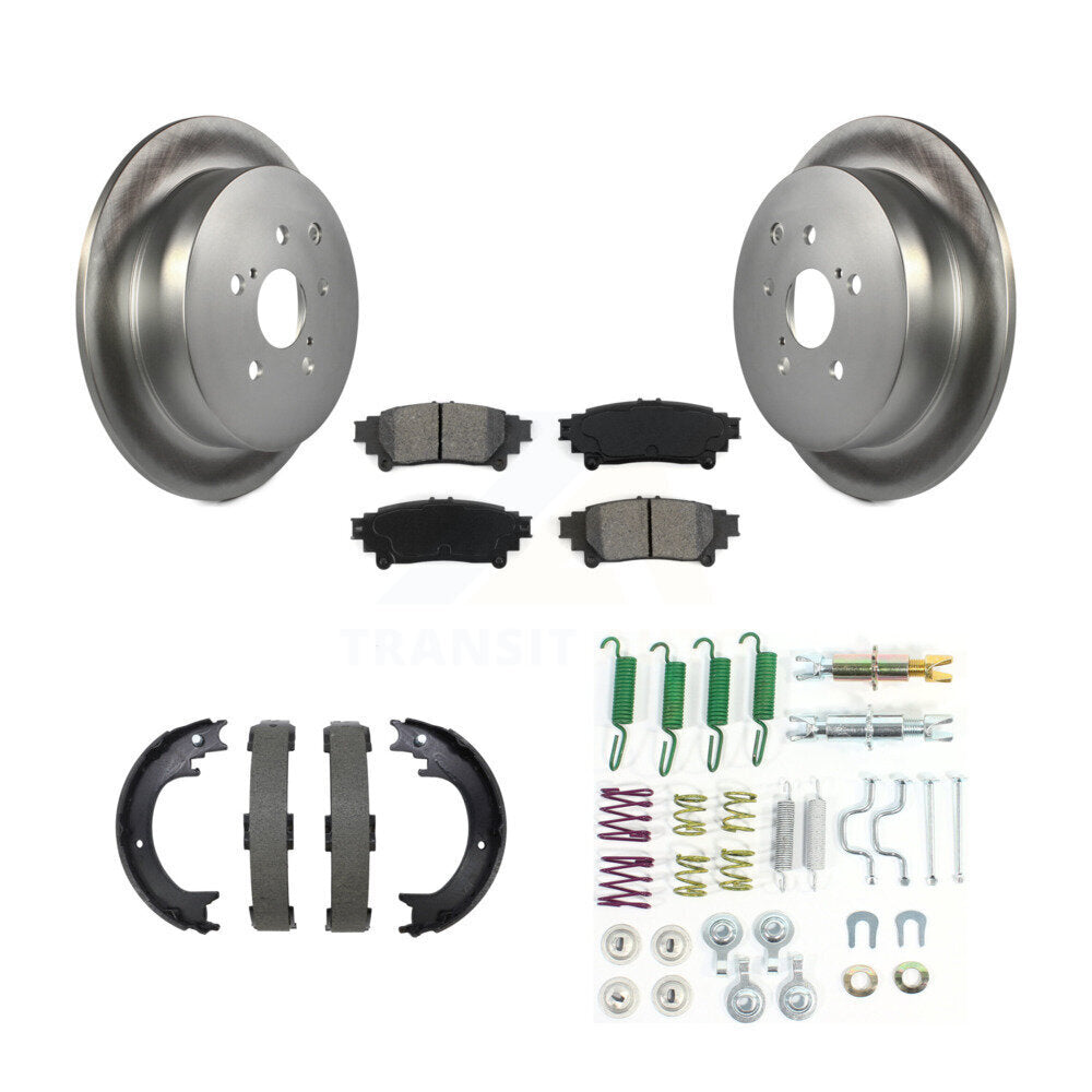 Rear Disc Coated Rotors Semi-Metallic Pads Parking Brake Shoes And Hardware Kit For KGS-103738