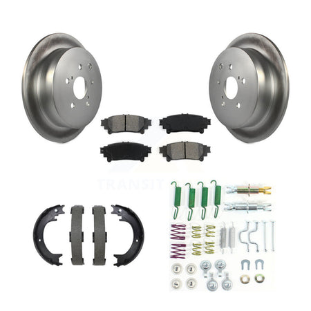Rear Disc Coated Rotors Semi-Metallic Pads Parking Brake Shoes And Hardware Kit For KGS-103738
