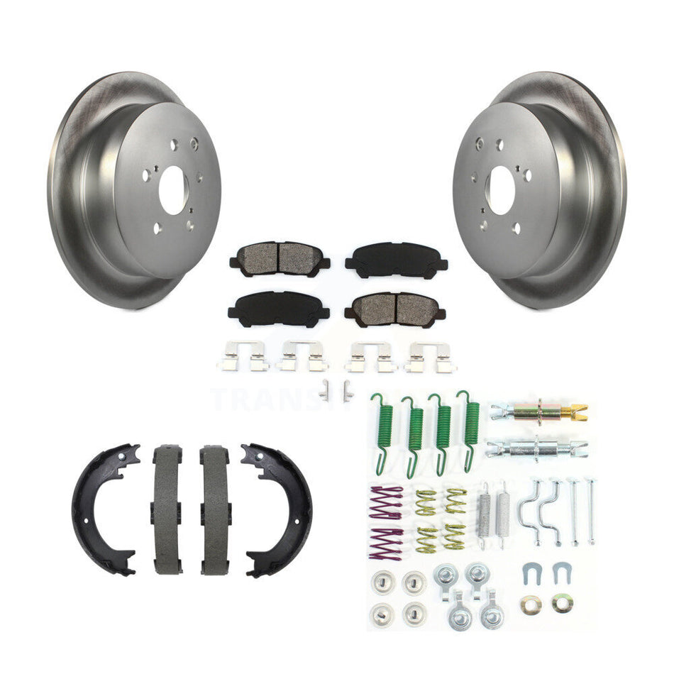 Rear Disc Coated Rotors Semi-Metallic Pads Parking Brake Shoes And Hardware Kit For KGS-103739