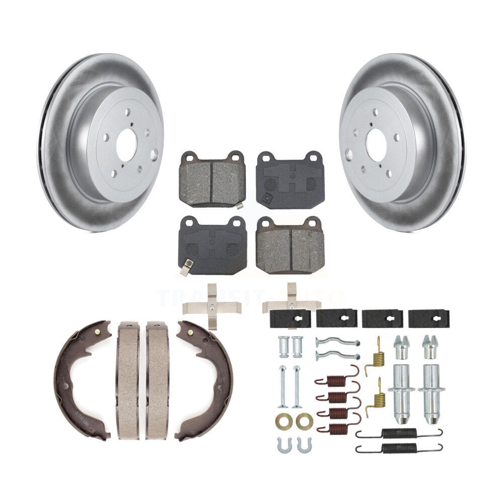Rear Disc Coated Rotors Semi-Metallic Pads Parking Shoes Hardware Kit For Subaru Impreza KGS-103743