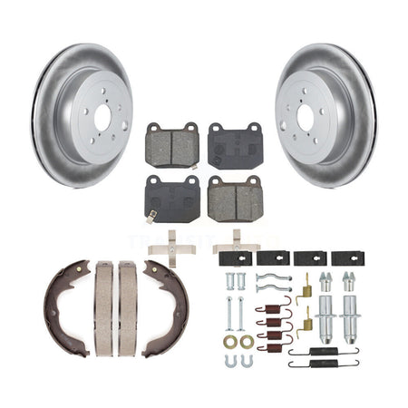Rear Disc Coated Rotors Semi-Metallic Pads Parking Shoes Hardware Kit For Subaru Impreza KGS-103743