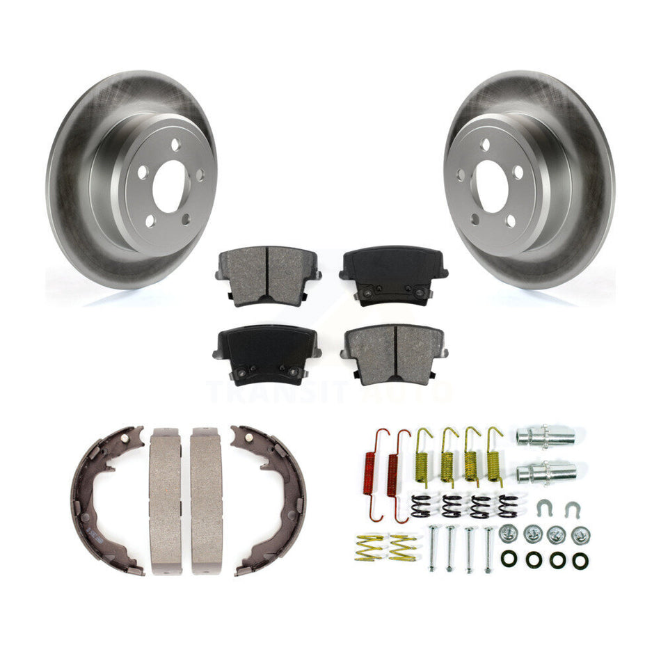 Rear Disc Coated Rotors Semi-Metallic Pads Parking Shoes & Hardware Kit For Dodge Avenger KGS-103747
