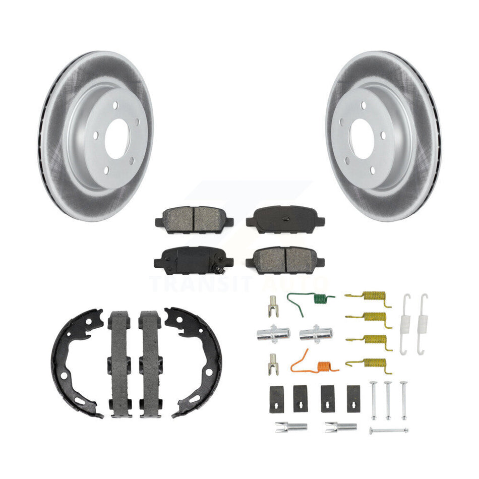Rear Disc Coated Rotors Semi-Metallic Pads Parking Brake Shoes And Hardware Kit For KGS-103749
