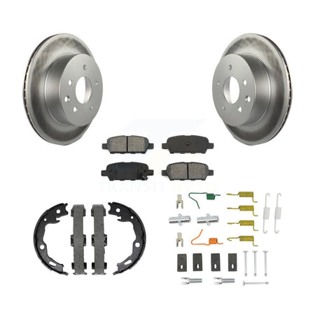 Rear Disc Coated Rotors Semi-Metallic Pads Parking Brake Shoes And Hardware Kit For KGS-103750