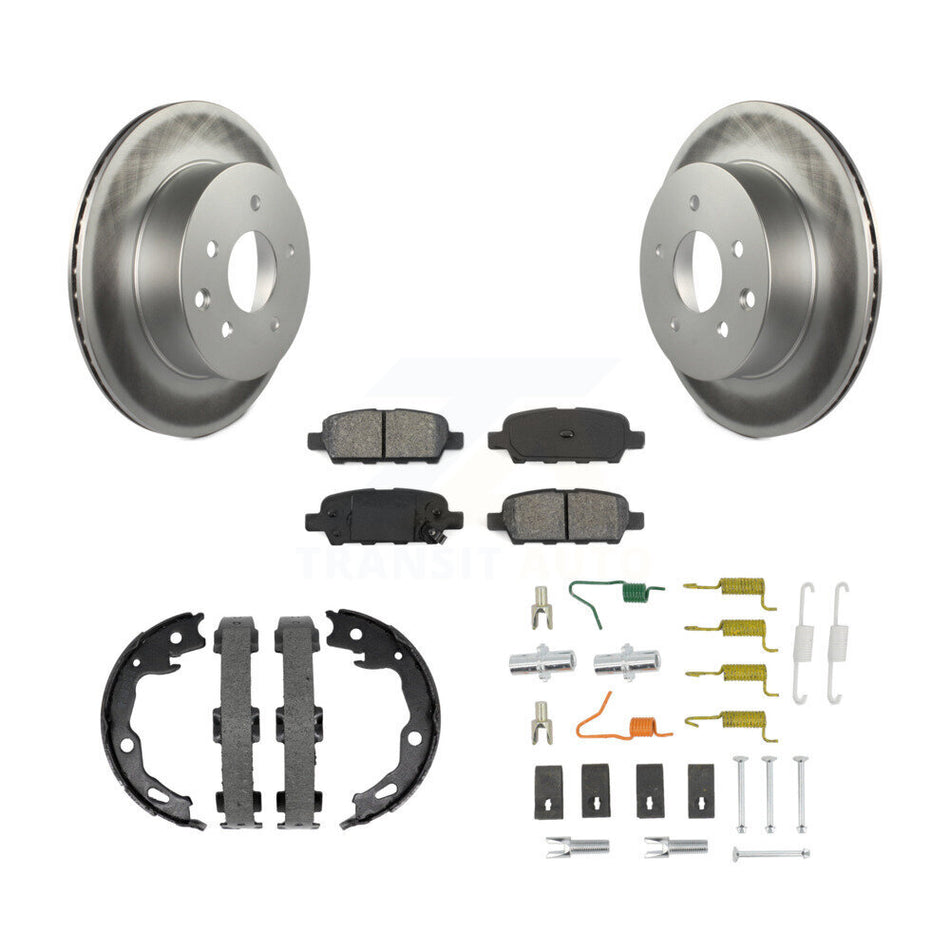 Rear Disc Coated Rotors Semi-Metallic Pads Parking Brake Shoes And Hardware Kit For KGS-103750