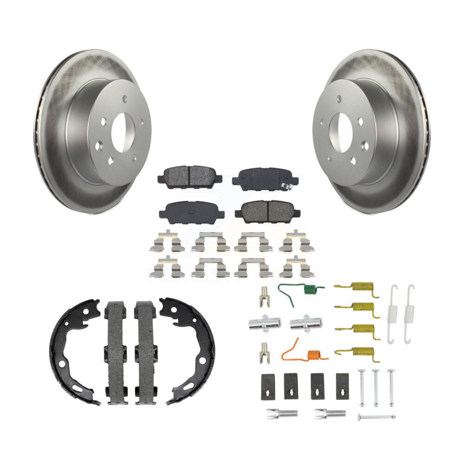 Rear Disc Coated Rotors Semi-Metallic Pads Parking Brake Shoes And Hardware Kit For KGS-103750