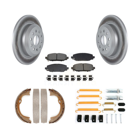 Rear Disc Coated Rotors Semi-Metallic Pads Parking Shoes & Hardware Kit For Jeep Wrangler KGS-103752