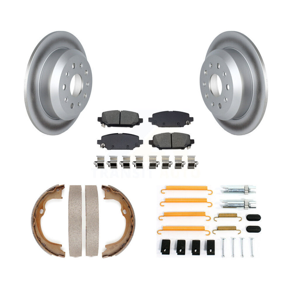 Rear Disc Coated Rotors Semi-Metallic Pads Parking Shoes & Hardware Kit For Jeep Wrangler KGS-103753