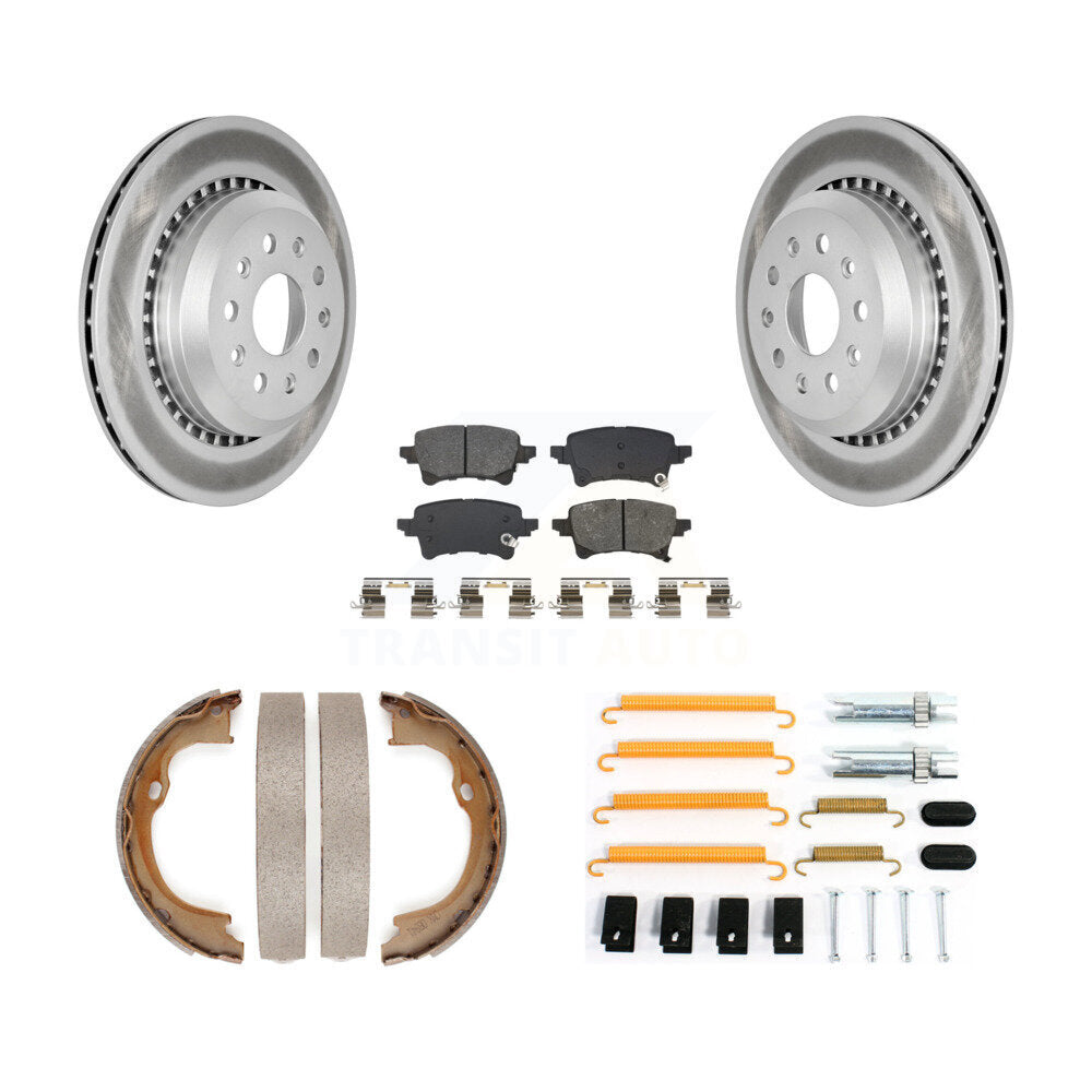 Rear Disc Coated Rotors Semi-Metallic Pads Parking Shoes & Hardware Kit For Jeep Wrangler KGS-103754