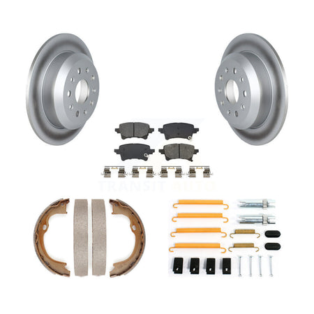 Rear Disc Coated Rotors Semi-Metallic Pads Parking Shoes & Hardware Kit For Jeep Wrangler KGS-103755