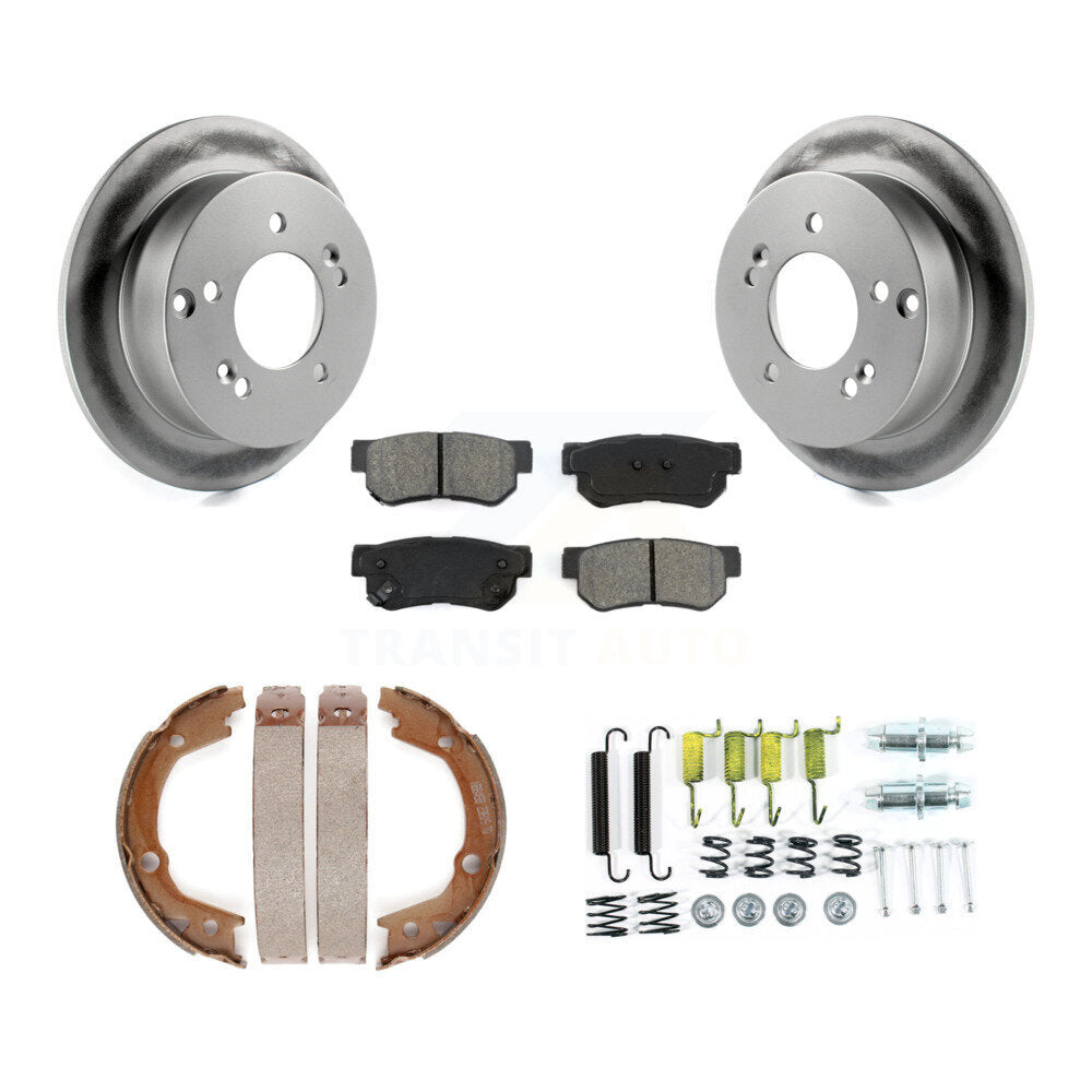 Rear Disc Coated Rotors Semi-Metallic Pads Parking Shoes And Hardware Kit For Kia Optima KGS-103756