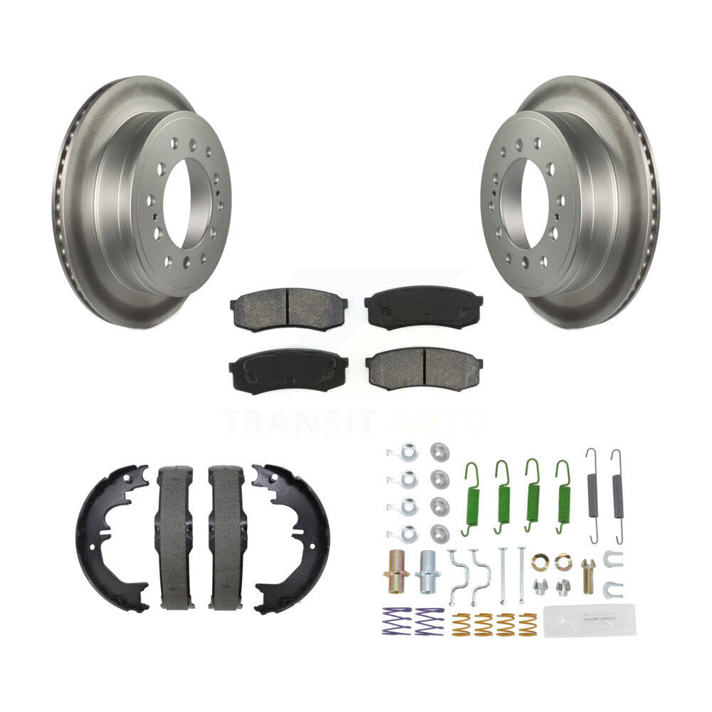 Rear Disc Coated Rotors Semi-Metallic Pads Parking Shoes Hardware Kit For Toyota 4Runner KGS-103759