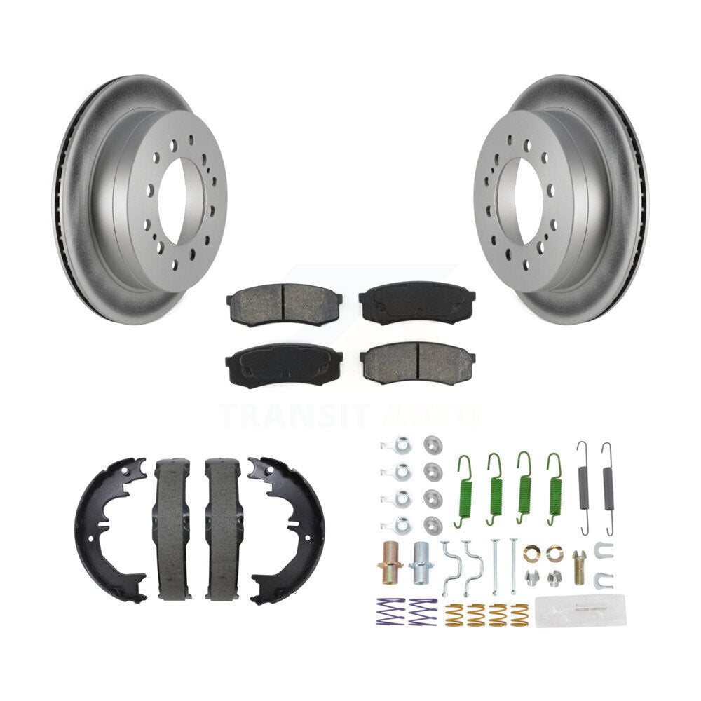 Rear Disc Coated Rotors Semi-Metallic Pads Parking Shoes Hardware Kit For Toyota 4Runner KGS-103760