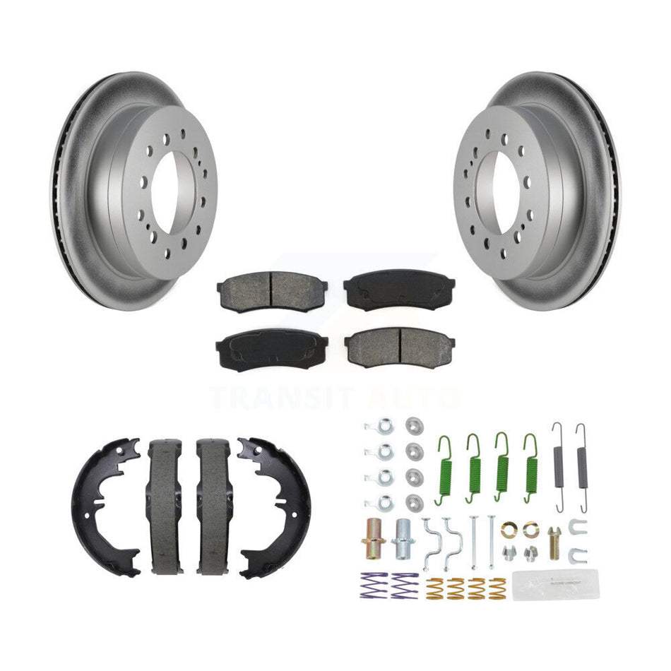 Rear Disc Coated Rotors Semi-Metallic Pads Parking Shoes Hardware Kit For Toyota 4Runner KGS-103760