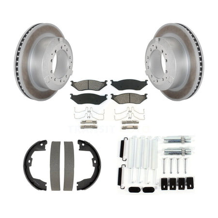 Rear Disc Coated Rotors Semi-Metallic Pads Parking Brake Shoes And Hardware Kit For KGS-103763