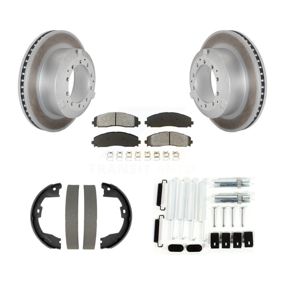 Rear Disc Coated Rotors Semi-Metallic Pads Parking Brake Shoes And Hardware Kit For KGS-103765