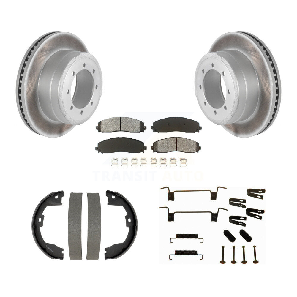 Rear Disc Coated Rotors Semi-Metallic Pads Parking Brake Shoes And Hardware Kit For KGS-103766
