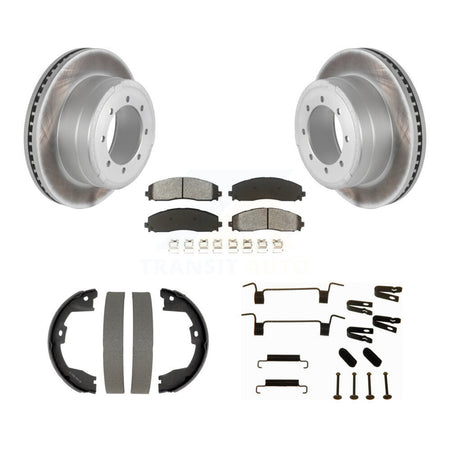 Rear Disc Coated Rotors Semi-Metallic Pads Parking Brake Shoes And Hardware Kit For KGS-103766