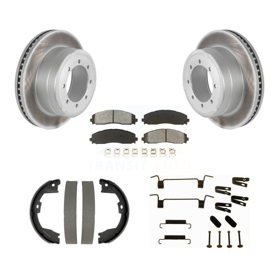 Rear Disc Coated Rotors Semi-Metallic Pads Parking Brake Shoes And Hardware Kit For KGS-103766