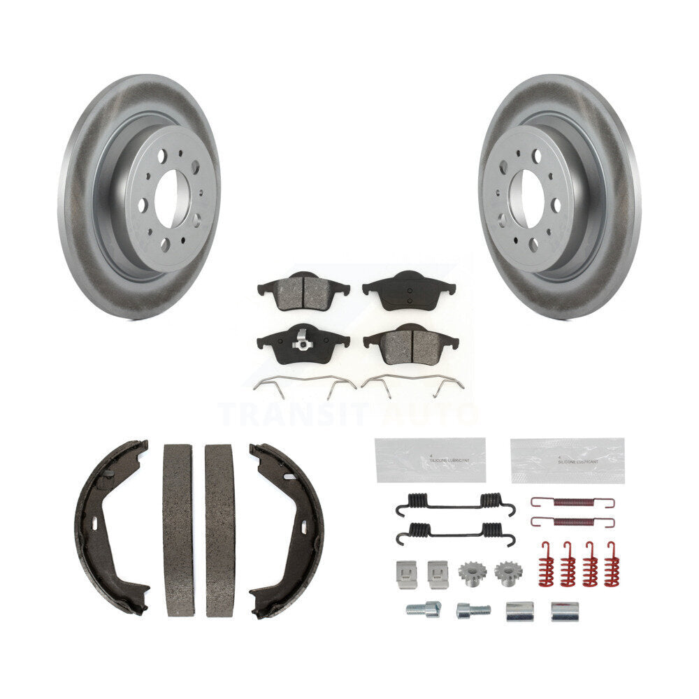 Rear Disc Coated Rotors Semi-Metallic Pads Parking Brake Shoes Hardware Kit For Volvo S60 KGS-103769