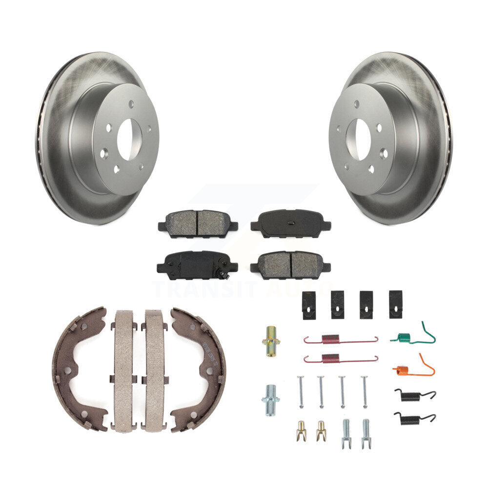 Rear Disc Coated Rotors Semi-Metallic Pads Parking Shoes Hardware Kit For Nissan X-Trail KGS-103770