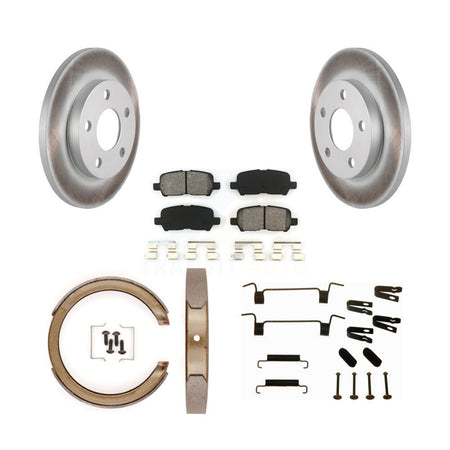 Rear Disc Coated Rotors Semi-Metallic Pads Parking Shoes Hardware Kit For Buick LaCrosse KGS-103771
