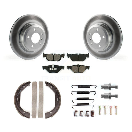 Rear Disc Coated Rotors Semi-Metallic Pads Parking Brake Shoes & Hardware Kit For BMW X1 KGS-103775