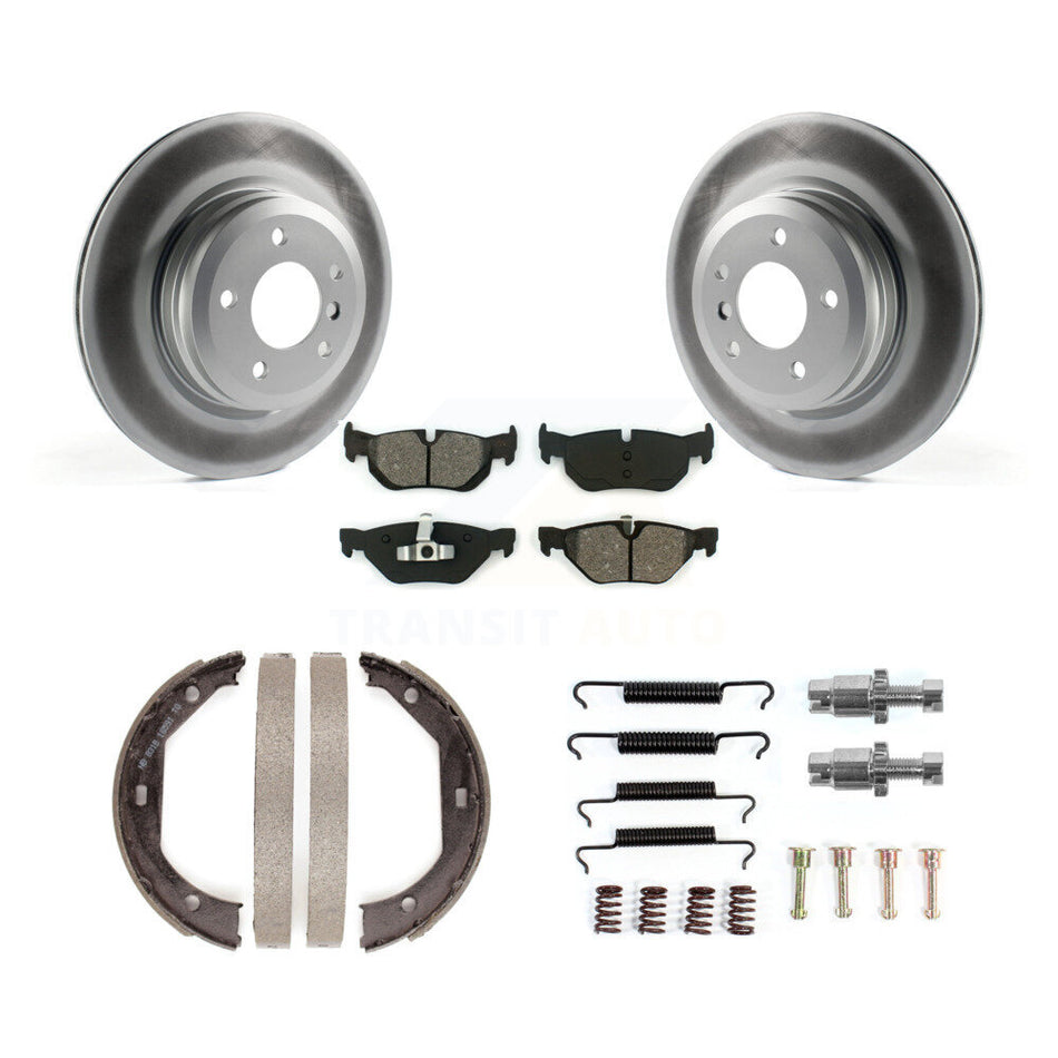 Rear Disc Coated Rotors Semi-Metallic Pads Parking Brake Shoes & Hardware Kit For BMW X1 KGS-103775