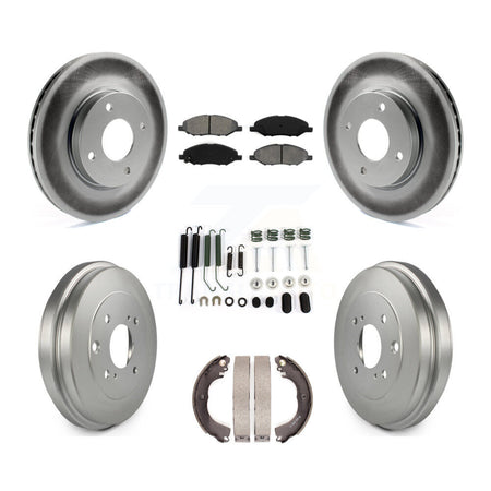 Front Rear Coat Brake Rotor Semi-Metallic Pad Drum Kit (7Pc) For Nissan Versa 4-Wheel ABS KGS-103778