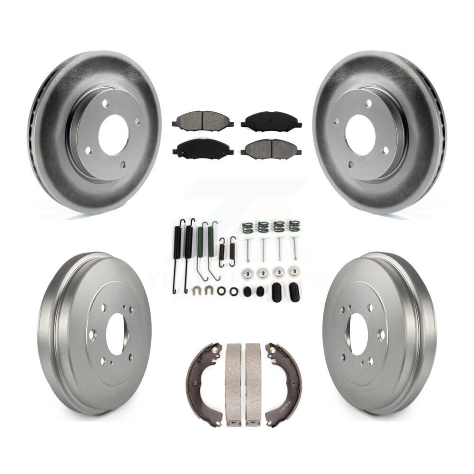 Front Rear Coat Brake Rotor Semi-Metallic Pad Drum Kit (7Pc) For Nissan Versa 4-Wheel ABS KGS-103778
