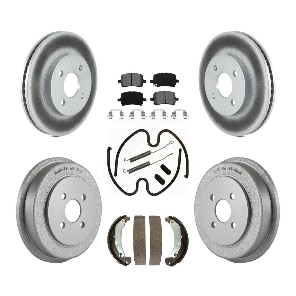 Front Rear Coated Disc Brake Rotors Semi-Metallic Pads And Drum Kit (7Pc) For Pontiac G5 KGS-103780