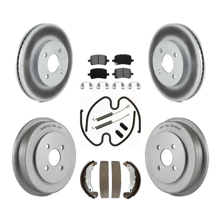 Front Rear Coated Disc Brake Rotors Semi-Metallic Pads And Drum Kit (7Pc) For Pontiac G5 KGS-103780