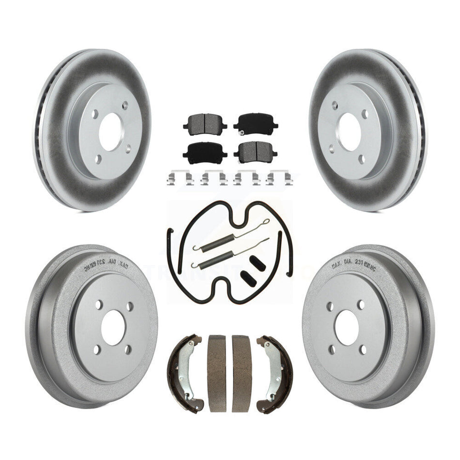 Front Rear Coated Disc Brake Rotors Semi-Metallic Pads And Drum Kit (7Pc) For Pontiac G5 KGS-103780
