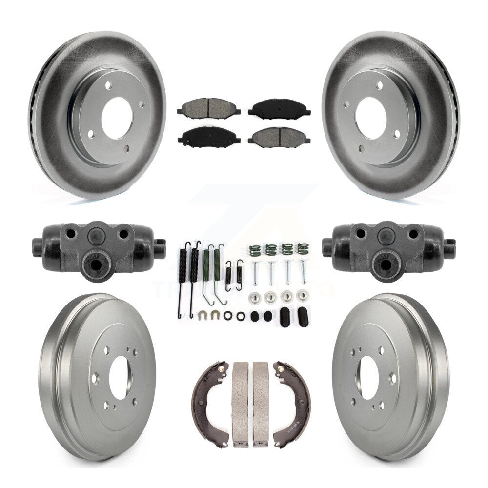 Front Rear Coat Brake Rotor Semi-Metallic Pad Drum Kit (9Pc) For Nissan Versa 4-Wheel ABS KGS-103781