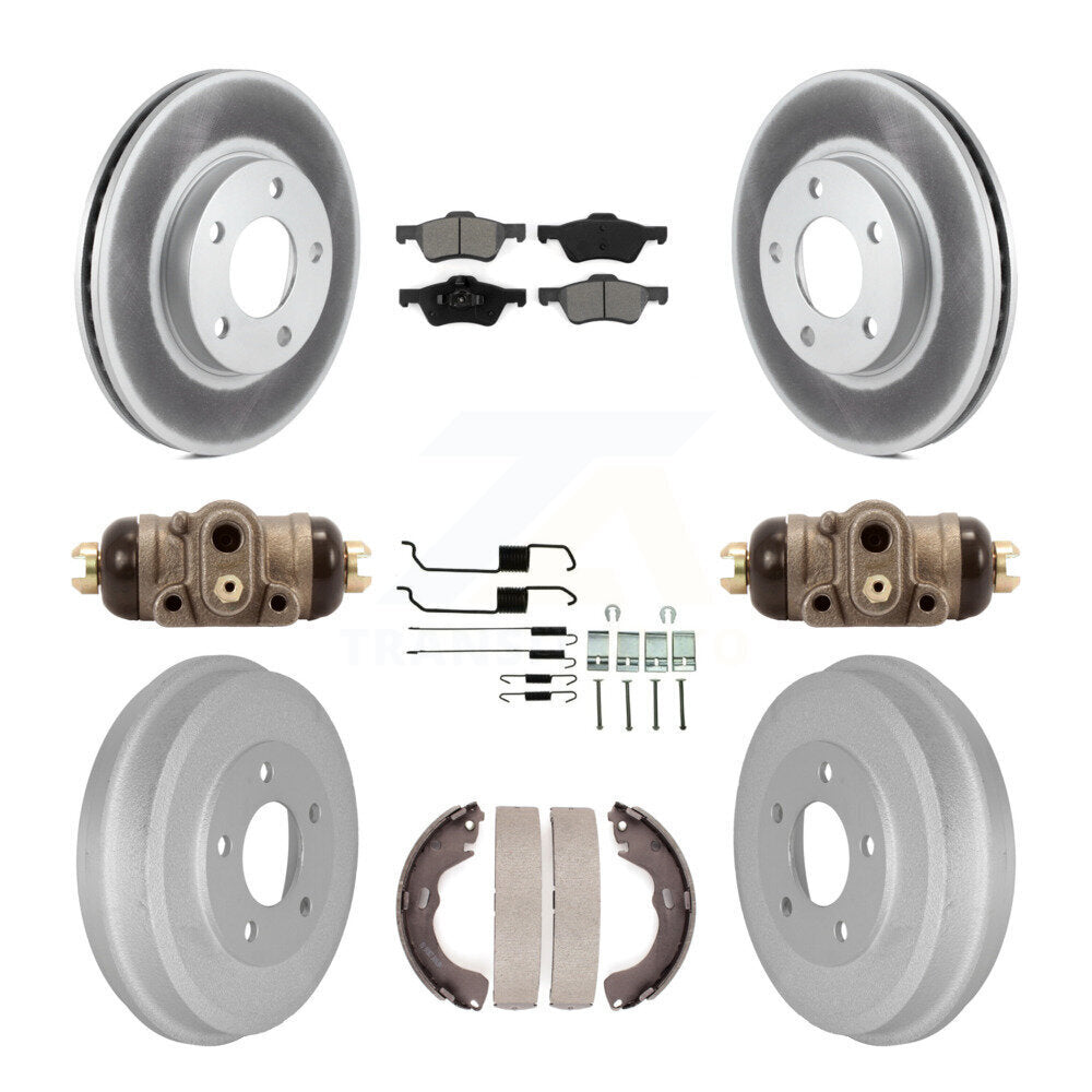 Front Rear Coated Disc Brake Rotor Semi-Metallic Pad & Drum Kit (9Pc) For Mercury Mariner KGS-103782