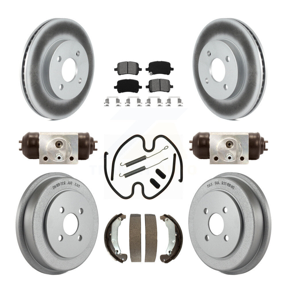 Front Rear Coated Disc Brake Rotors Semi-Metallic Pads And Drum Kit (9Pc) For Pontiac G5 KGS-103783