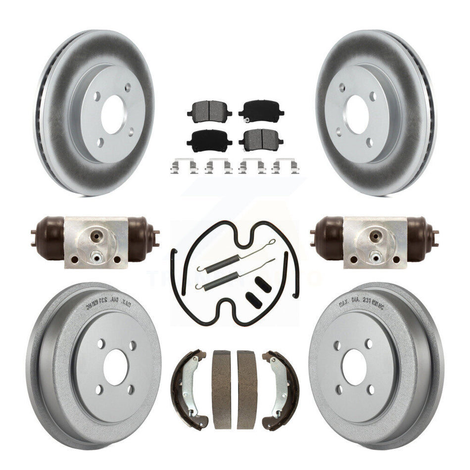 Front Rear Coated Disc Brake Rotors Semi-Metallic Pads And Drum Kit (9Pc) For Pontiac G5 KGS-103783