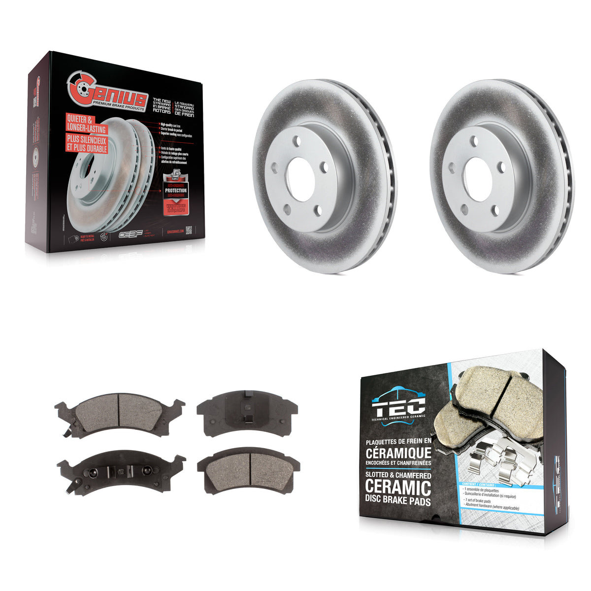 Front Coated Brake Rotors Ceramic Pad Kit For Chevrolet Cavalier Pontiac Sunfire Grand Am KGT-100001