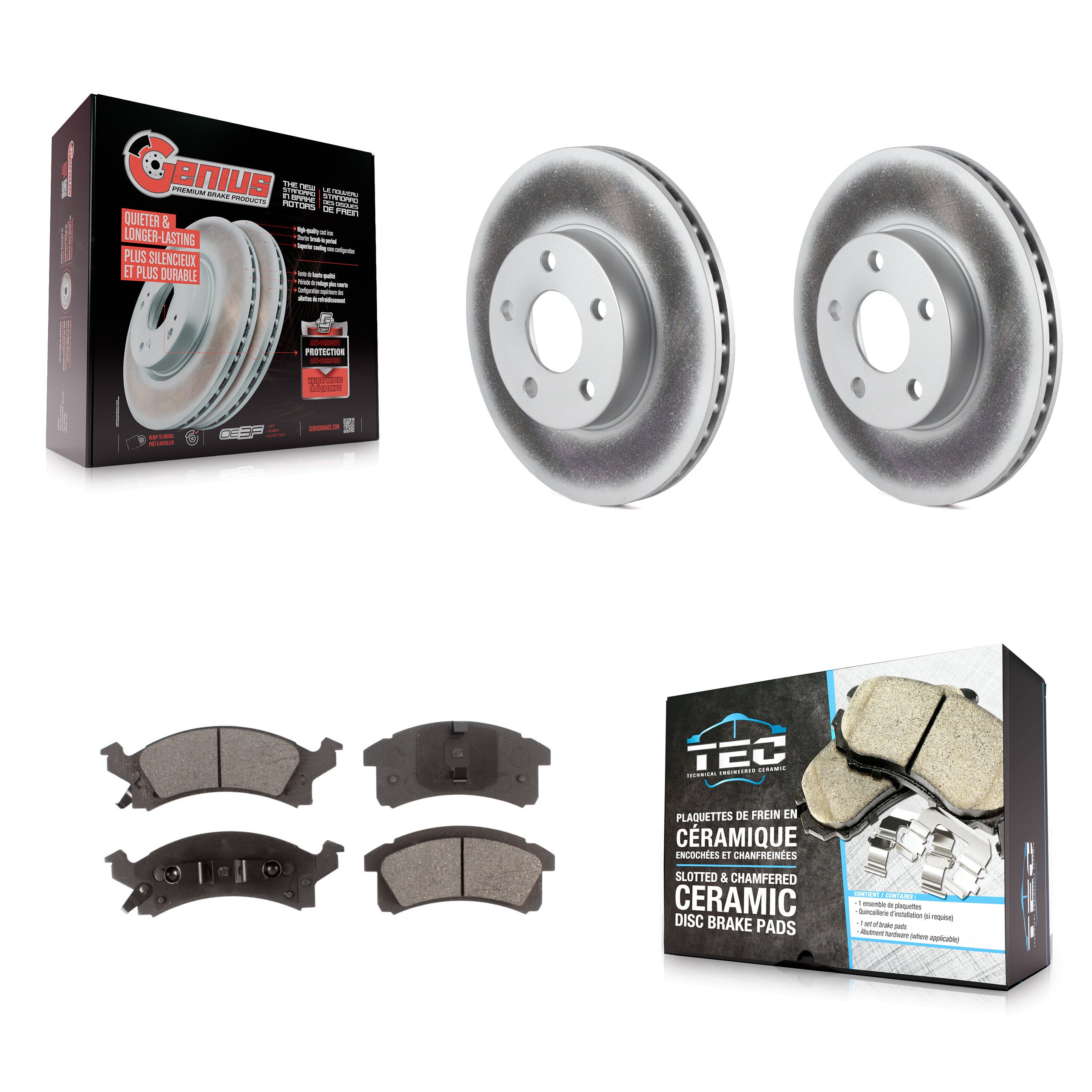Front Coated Brake Rotors Ceramic Pad Kit For Chevrolet Cavalier Pontiac Sunfire Grand Am KGT-100001