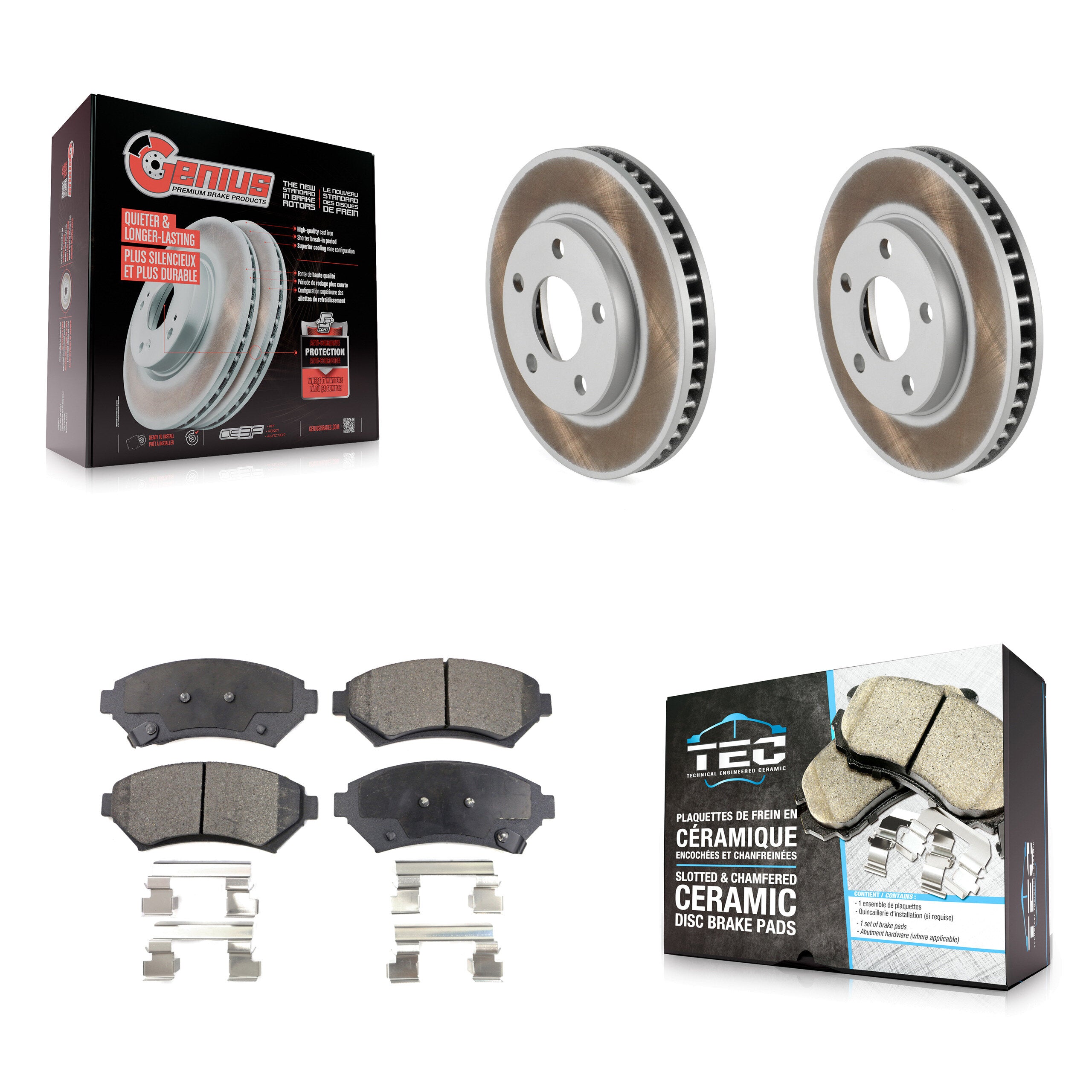 Front Coat Brake Rotors Ceramic Pad Kit For Buick Pontiac Montana Century LeSabre Venture KGT-100005