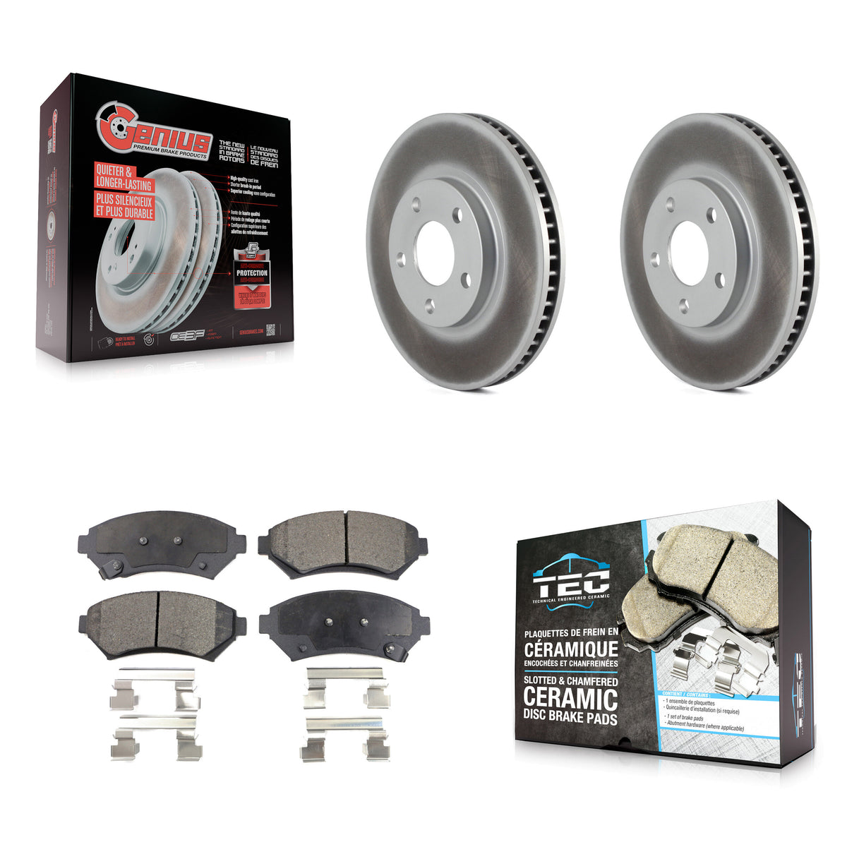 Front Coat Brake Rotors Ceramic Pad Kit For Chevrolet Impala Buick LeSabre Cadillac Monte KGT-100006