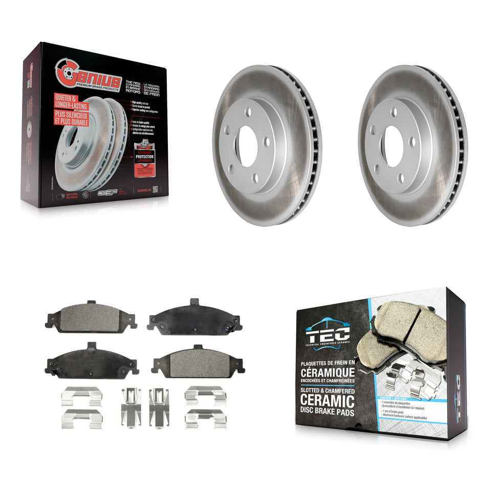 Front Coated Brake Rotor Ceramic Pad Kit For Pontiac Grand Am Chevrolet Malibu Oldsmobile KGT-100008