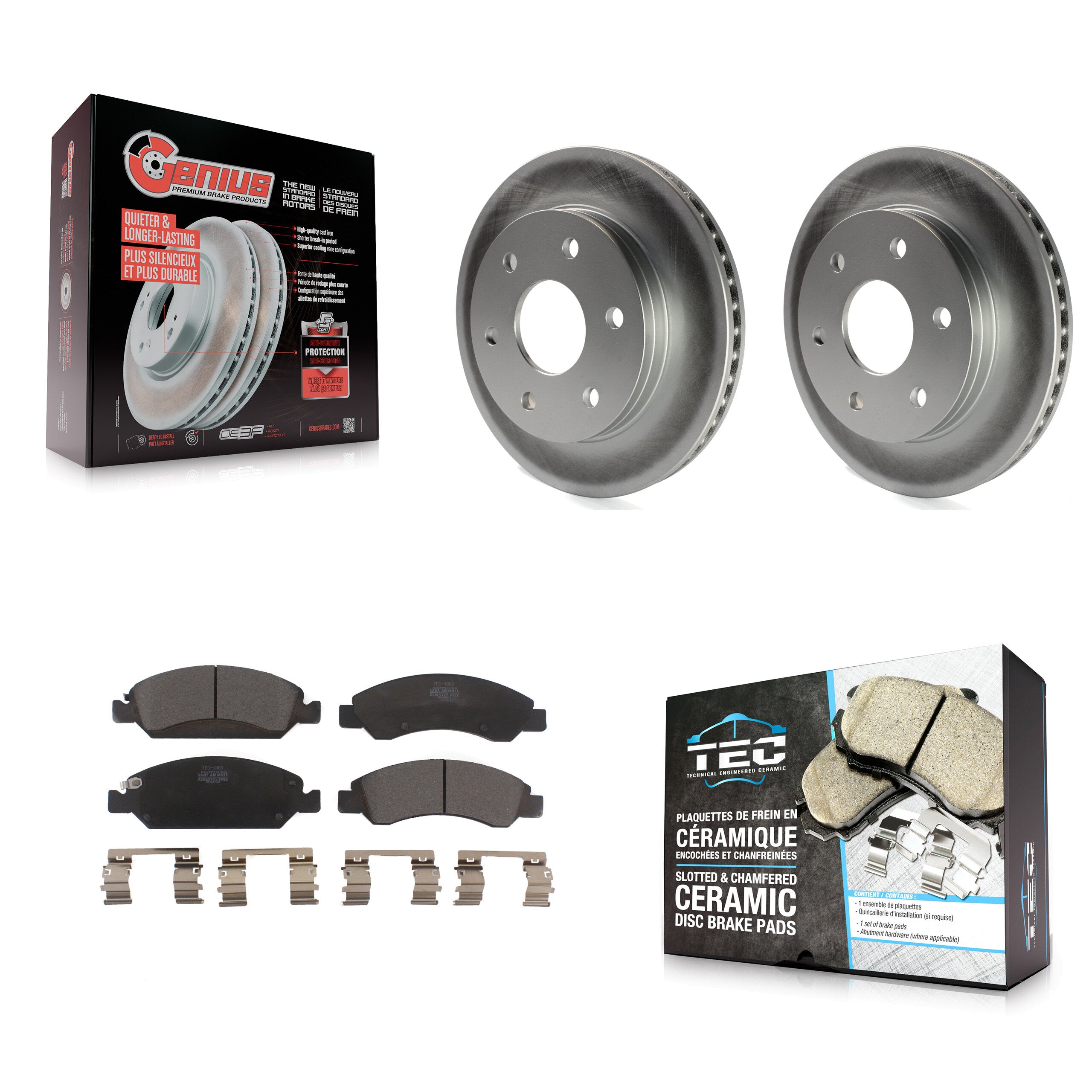 Front Coated Disc Brake Rotor & Ceramic Pad Kit For 2007 GMC Sierra 1500 rear brakes KGT-100010