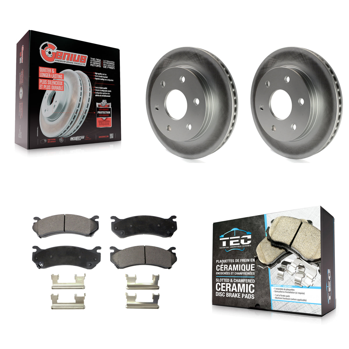 Front Coat Brake Rotors Ceramic Pad Kit For Chevrolet GMC Silverado 1500 Sierra Avalanche KGT-100012