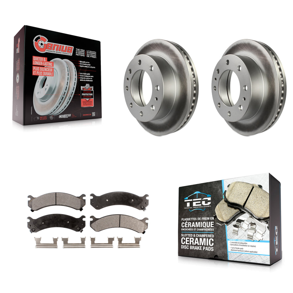 Front Coated Brake Rotors Ceramic Pad Kit For GMC Chevrolet Savana 3500 Express Sierra HD KGT-100016