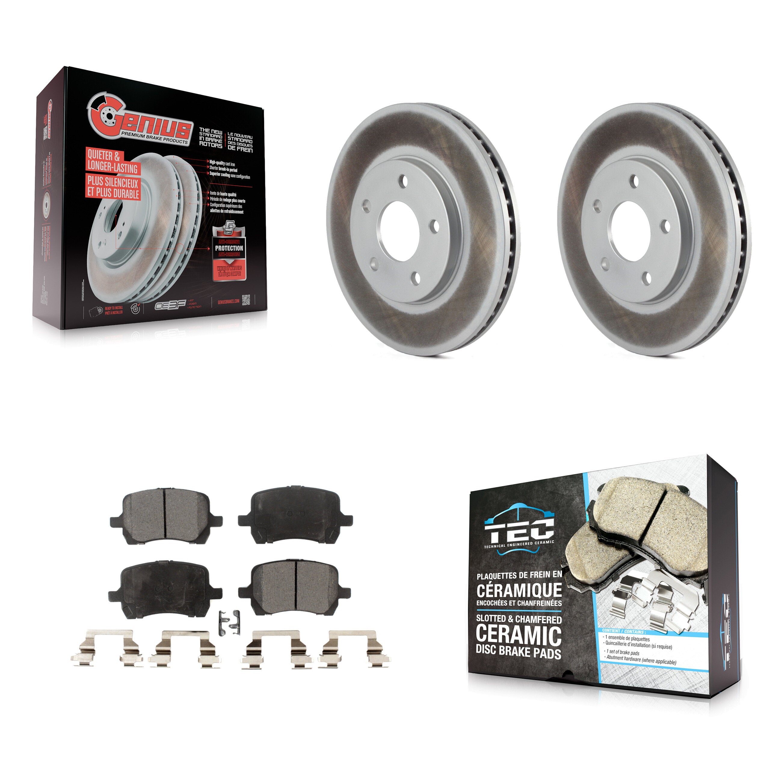 Front Coated Disc Brake Rotors And Ceramic Pads Kit For Chevrolet HHR KGT-100043